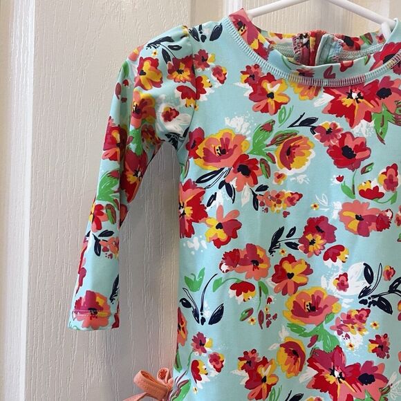 RuffleButts Painted Flowers One Piece Rash Guard Swimsuit Size 12-18 Months - Picture 3 of 16